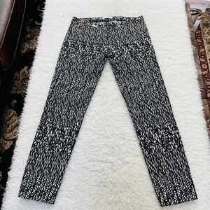 Black & White Patterned Women's Slim Pants